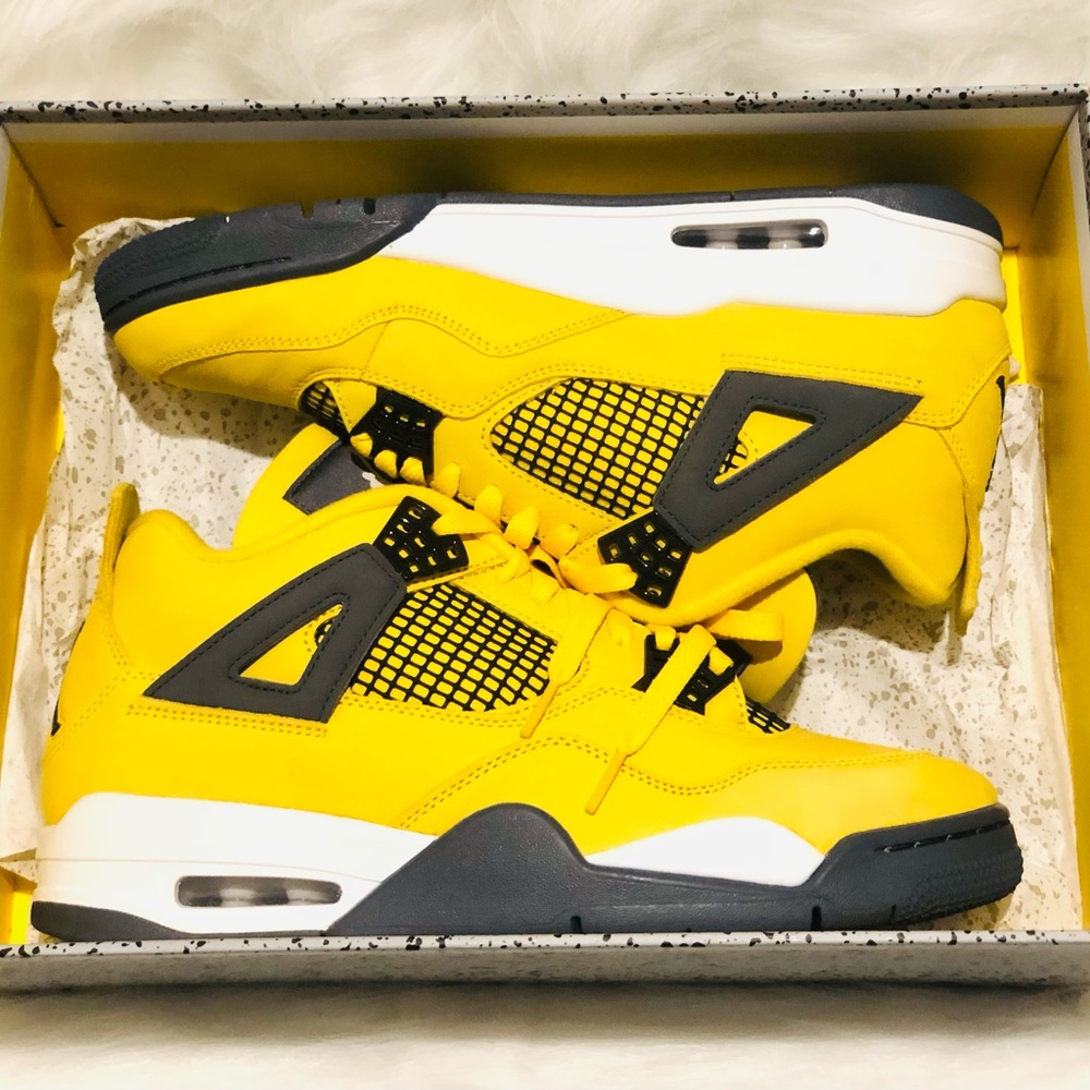 Air Jordan Retro 4 Tour Yellow Blue Grey 2021 - Picture 2 of 6